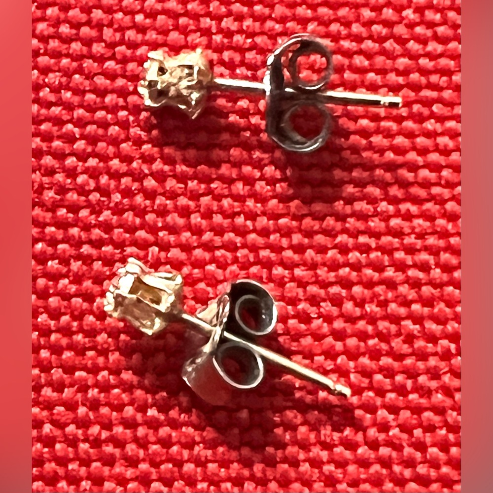 14K Real Solid Yellow Gold Micro Diamond Stud Earrings